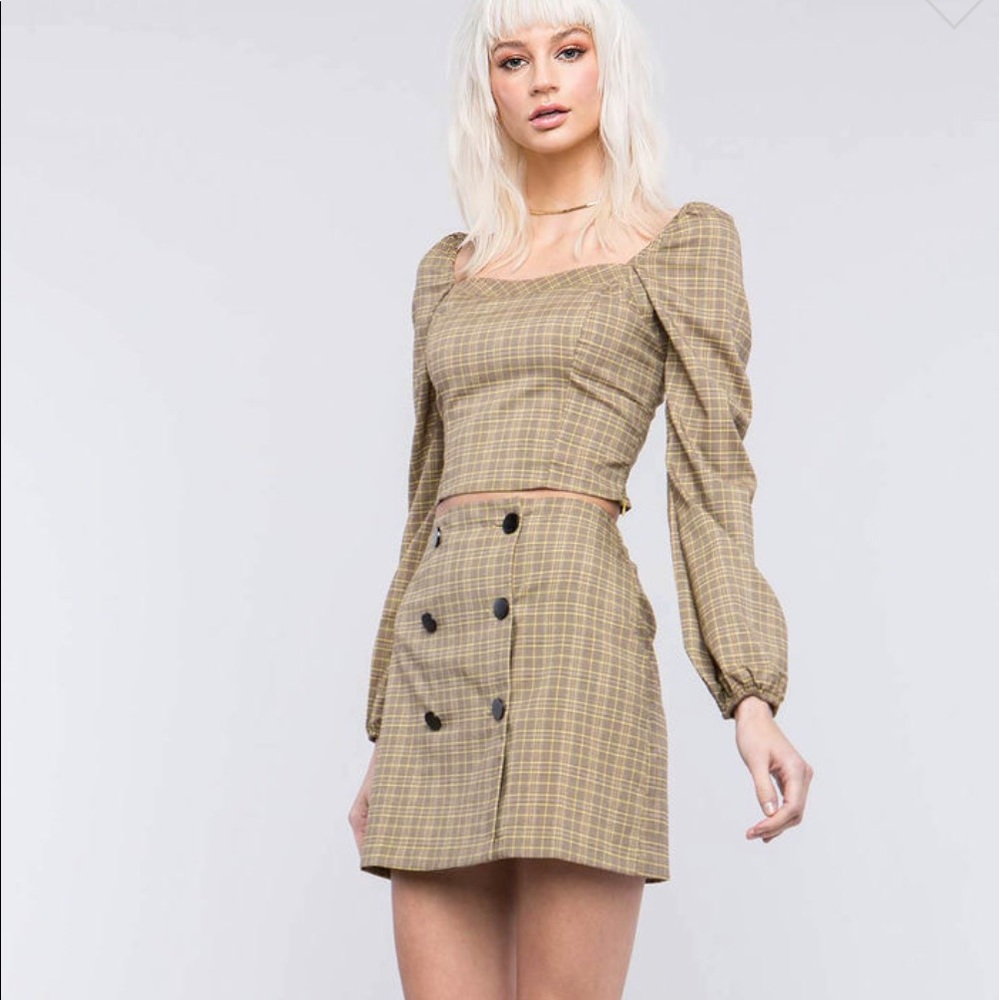 NWT PLAID SET BY AGACI (TOP & SKIRT)